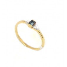 Ring Blue Sapphire 14kt Gold Diamond Diamonds Yellow Natural 14k Vintage D200